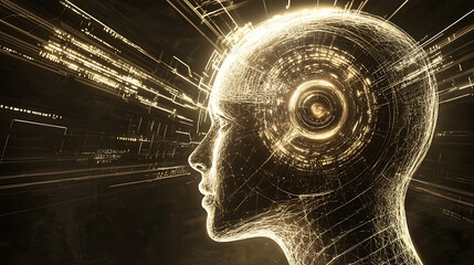 a computer generated image of a head with a glowing brain