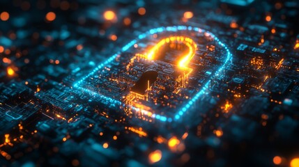 Aufkleber - An artistic representation of quantum encryption, highlighting the lock symbol overlaying a digital circuit. This conveys the synergy of quantum technology, security, and data integrity.