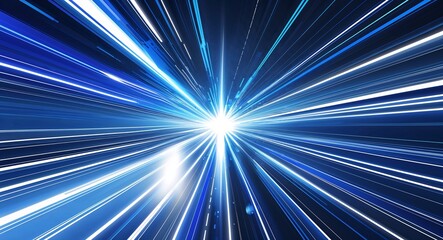 Wall Mural - blue silver abstract anime motion background with burst rays speed light effect