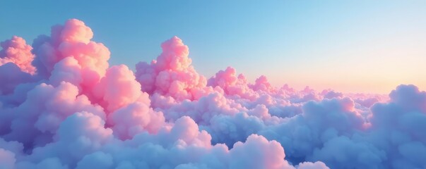 Wall Mural - Pink and blue clouds drift lazily across the horizon, soft focus, open space, lazy