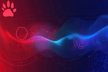 Poster - Dynamic veterinary emergency background featuring smooth blue to red transitions and medical symbols for a modern atmosphere
