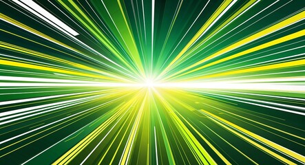 Wall Mural - green yellow abstract anime motion background with burst rays speed light effect