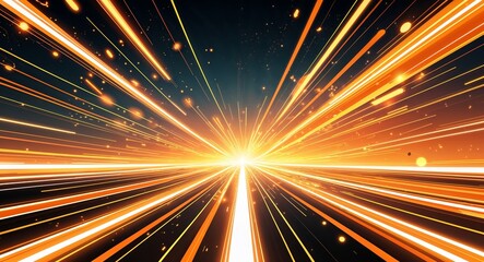 Wall Mural - orange gold abstract anime motion background with burst rays speed light effect