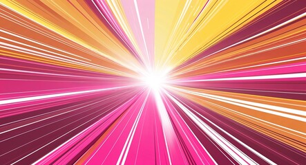Wall Mural - yellow pink abstract anime motion background with burst rays speed light effect