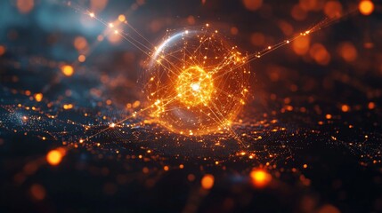 Leinwandbilder - This visual representation illustrates the concepts of quantum mechanics, focusing on qubits and their superposition and entanglement properties in a simulated physics experiment.
