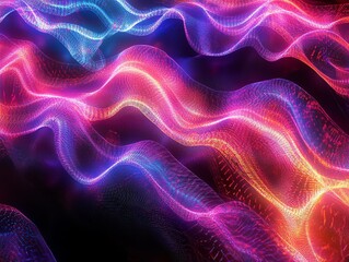 Wall Mural - vibrant pink blue abstract wave background digital art