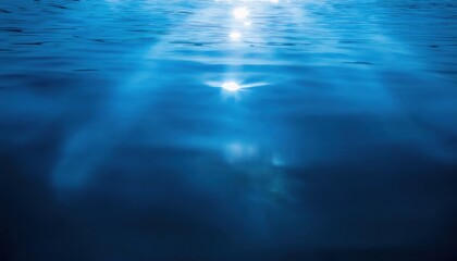 Poster - soft ripples of deep blue water with sunlight reflection creating a dreamy abstract pattern, perfect for background and design

