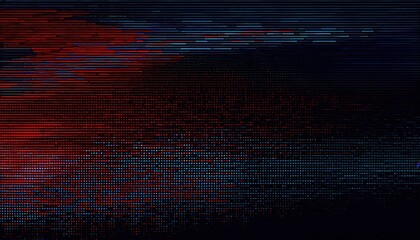 Wall Mural - glitched digital distortion with red and blue horizontal noise lines, futuristic cyberpunk aesthetic, perfect for tech background