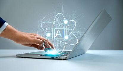 Aufkleber - Next gen computing and artificial intelligence and quantum computing, Business and technology transformation, AI and quantum processing for data analysis, Blockchain, Automation, Future innovation.