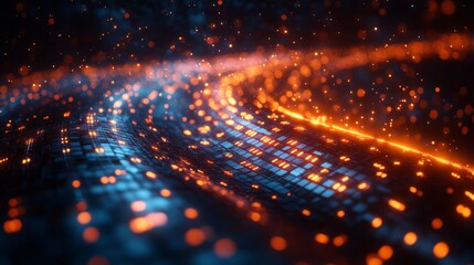 Leinwandbilder - Abstract visual representation highlights concepts of quantum computing including qubits, superposition, and entanglement with vibrant colors and dynamic patterns.