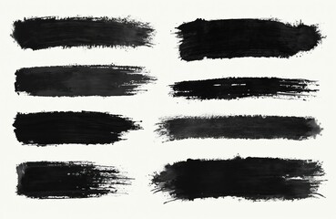 Aufkleber - Brush stroke collection of grunge lines. Visual stripes of distressed black dividers. Set of dirty textured shapes with scratches for design, marketing materials, social media banners. Isolated.