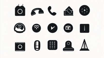 Collection of simple icons, various devices and actions, suitable for app interface design