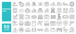 © M Design - Set of 50 line icons related to swimming pool, pool, swim, pool ladder, sport, swimmer, summer, athletic, water, swimming, Editable stroke. Vector illustration