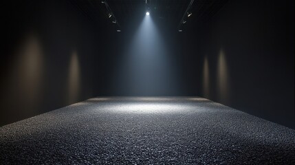 Poster - Dark room with spotlight illuminating textured floor.
