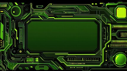 Green futuristic tech interface; digital display; dark background; website banner