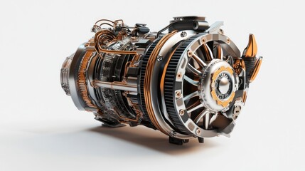 Aufkleber - Detailed 3D render of a powerful turboprop engine, showcasing its intricate internal components and mechanisms.