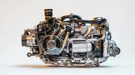 Fototapete - Detailed close-up of a complex internal combustion engine, showcasing its intricate components and mechanical design.