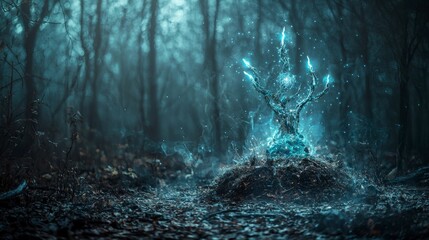 Aufkleber - Mystical moment krithong's magical artifact unveils secrets in enchanted forest fantasy art ethereal setting