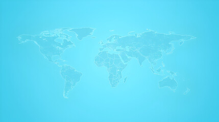 light blue background with a digital world map and global network connections, representing the conc