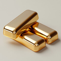 Leinwandbilder - Sleek modern 3D rendered gold ingots stacked on smooth surface