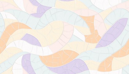 Wall Mural - pastel colored mosaic tiles creating wavy pattern