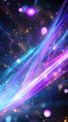Wall Mural - colorful light trails streaking across starry cosmic background