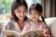 © NE97 - A heartwarming scene of a mother and daughter reading together, perfect for family-related content, parenting articles, and cozy home decor inspiration.