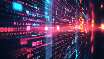 Binary code stream flowing on cyberspace showing futuristic information technology