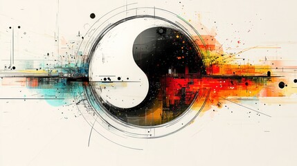 Wall Mural - yin yang symbol representing balance and harmony in digital art