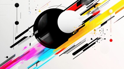 Wall Mural - colorful abstract composition mixing geometric shapes and brushstrokes