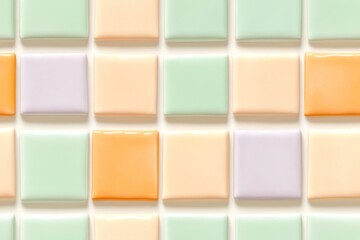 Wall Mural - colorful pastel ceramic tiles forming repeating pattern