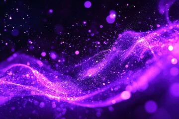 Wall Mural - purple particles flowing and glowing in the dark background