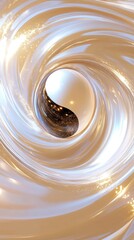 Wall Mural - golden swirling waves embracing yin yang symbol, harmony and balance