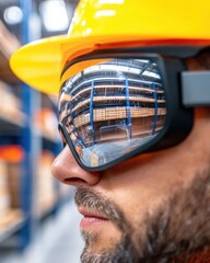 Aufkleber - Augmented Logistics Revolution Next-Gen Warehouse Worker Transforms Inventory Management with Immersive Mixed Reality Smart Glasses in Industrial Innovation Landscape