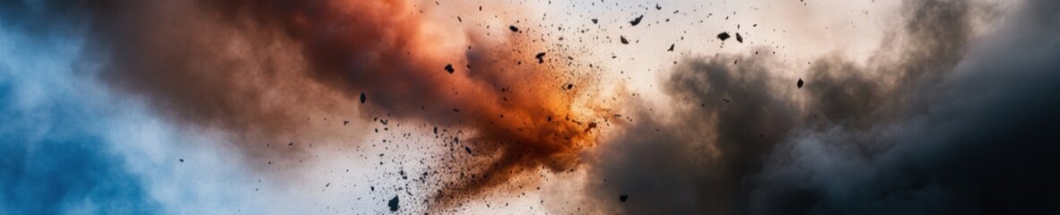Aufkleber - Dynamic Energy Metamorphosis Cinematic VFX Explosion Visualizing Disruptive Transformation in High-Impact Digital Media Production
