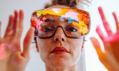 Leinwandbilder - Immersive Digital Creativity Augmented Reality Design Experience Showcasing Millennial Innovation in Vibrant Mixed Media Workplace Evolution