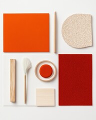 Poster - Minimalist Eco-Workspace Essentials Grid-Styled Sustainable Office Accessories Showcasing Organic Textures and Modern Design Innovation for Creative Professionals