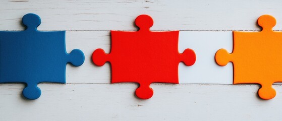 Aufkleber - Collaborative Strategy Visualized Vibrant Puzzle Piece Synergy in Modern Workplace - Innovative Team Integration and Digital Transformation Insights