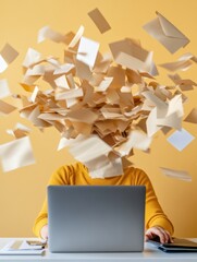 Leinwandbilder - Digital Chaos Meets Productivity Minimalist Workspace Visualization of Information Overload - Millennial Work Culture Transformation in Dynamic Tech Environment