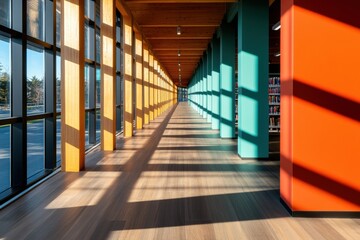 Poster - Innovative Learning Horizons Minimalist Academic Space Design with Vibrant Color Psychology and Natural Light for Next-Gen Educational Environments