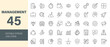© Dear Lala - Management icon set. Business related icons: teamwork, core value, vision, mission, goal, target, function, principle and more. Editable line icons. Vector illustration.