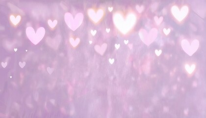 Poster - dreamy pastel pink bokeh background with hand drawn white hearts, romantic soft glow, ideal for love themed designs