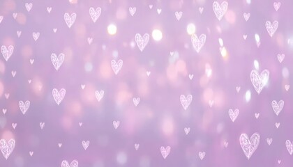 Poster - dreamy pastel pink bokeh background with hand drawn white hearts, romantic soft glow, ideal for love themed designs