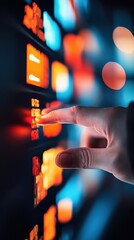 Aufkleber - Cybernetic Data Interaction Immersive UI Experience Revealing Next-Gen Digital Analytics Through Tactile Touch Interface and Dynamic Visual Storytelling