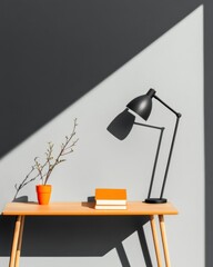 Poster - Minimalist Productivity Hub Scandinavian-Inspired Workspace Design with Bold Color Blocking and Ergonomic Study Essentials for Creative Professionals