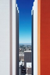 Poster - Minimalist Urban Horizons Contemporary Architectural Framing Reveals Expansive Cityscape - Innovative Design Perspective for Global Business Visualization
