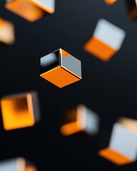 Aufkleber - Quantum Geometry Futuristic Cube Network Visualization - Innovative Tech Design for Blockchain, AI, and Digital Transformation Marketing