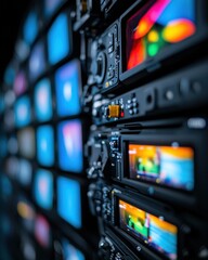 Leinwandbilder - Immersive Digital Media Hub High-Performance Broadcast Control Room Visualizing Next-Gen Journalism with AI-Enhanced Multiscreen Technology and Dynamic Content Workflow