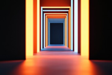 Poster - Liminal Digital Horizons Immersive Gradient Portal Visualizing Technological Transition and Futuristic Design Innovation in Minimalist Architectural Space