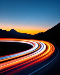 Fototapete - Dynamic Connectivity Futuristic Long-Exposure Highway Light Trails Visualizing Smart Infrastructure, Digital Transformation and Urban Mobility Innovation